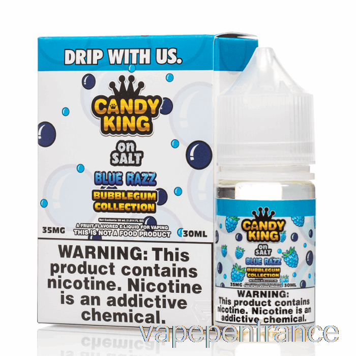 Collection Blue Razz Bubblegum - Candy King On Salt - Stylo Vape 30 Ml 35 Mg